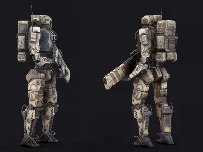 Robot Soldier low poly Low-poly 3D model