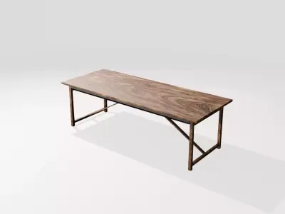 Game Ready - Wooden Industrial Table Low-poly 3D model