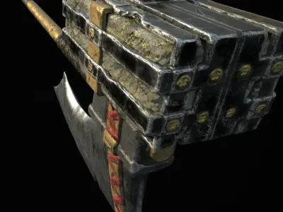 Fantasy War Axe Low-poly 3D model
