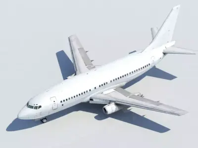 Vintage B 737 200 White Low Poly Static Low-poly 3D model