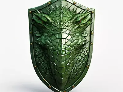 Green Dragon Shield LowPoly Game Asset Low-poly 3D model