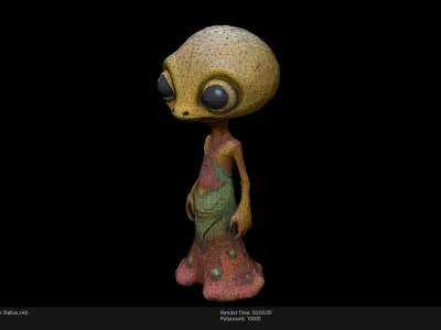 Low Poly Stylized Alien Statue Low-poly 3D model