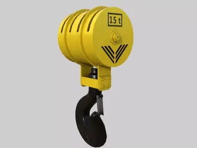 Industrial Crane Hook with Latch Low-poly 3D model