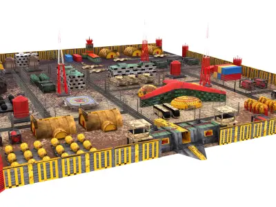 Military Base Low-poly 3D model buy