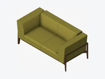 Furniture - Sofa - Contemporary - Oak - Sofa - Type 2 Low-poly 3D model