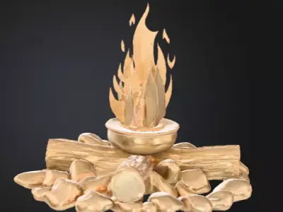 Low Poly Stylized Campfire Scene  Adventure Game Asset Low-poly 3D model