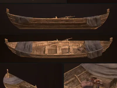 Old Rowboat Low-poly 3D model