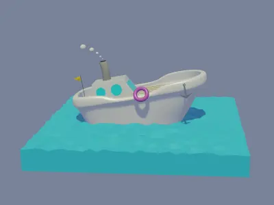 Low Poly Game Ready Boat 3D model