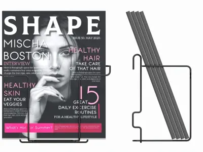 Store wire magazine holder for slatwall pegboard gridwall 3D model