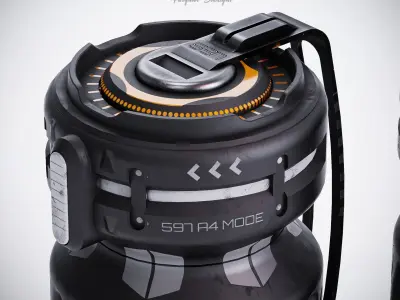 Sci-Fi Grenade Low-poly 3D model 5