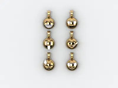  Pendants smile Low-poly 3D model