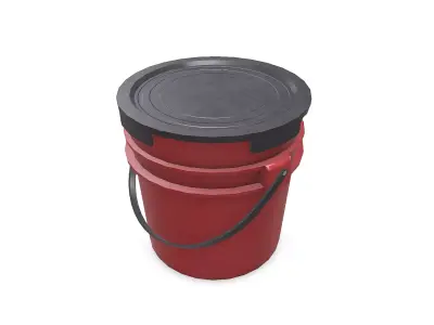Platic Bucket With Lid Low-poly PBR Low-poly 3D model