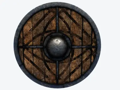 Wooden shield Low-poly 3D model 10