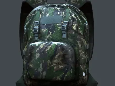 Backpack military combat Black baggage bag luggage Low-poly 3D model get
