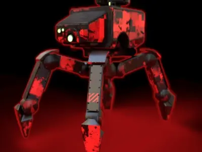 Sentry robot quadruped Low-poly 3D model