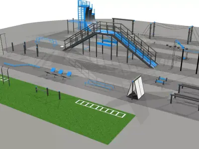 Outdoor Workout Fitness Gym Playground - 25 Plus Equipment  3D model