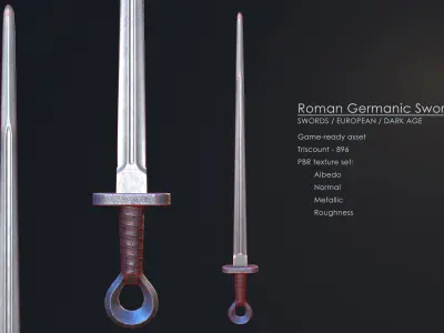 Roman Germanic Sword Low-poly 3D model