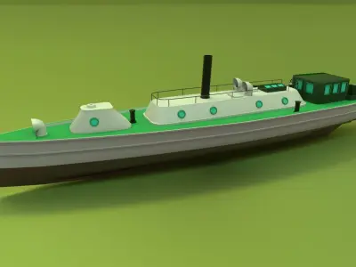 Steam motor boat 1907 Low-poly 3D model