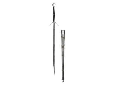 Medieval Warrior Sword And Scabbard Low-poly 3D model