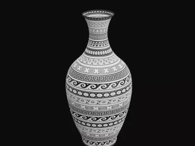 Ornate Black and White Vase Free 3D model