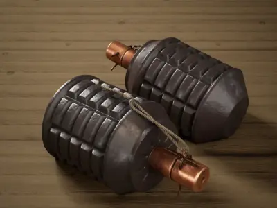 Japanese WWII Grenade Collection Low-poly 3D model