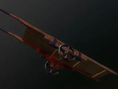 Wooden Hand Cart Low-poly 3D model