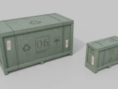 Customizable Wooden Crate Duo - Long Forms 3D model