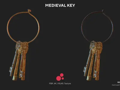 Medieval Keys Set 05 AR low-poly 3D model Low-poly 3D model Low-poly 3D model