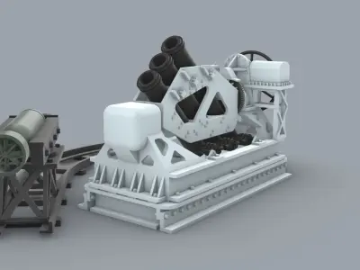 Squid Antisubmarine Mortar  Low-poly 3D model