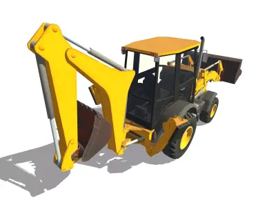 TLB  Tractor Loader Backhoe Low-poly 3D model