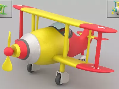 Cartoon airplane  Low-poly 3D model