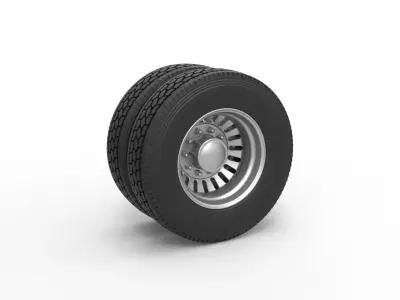 Rear custom wheel of semi truck Version 12 Scale 1 to 25 3D print model