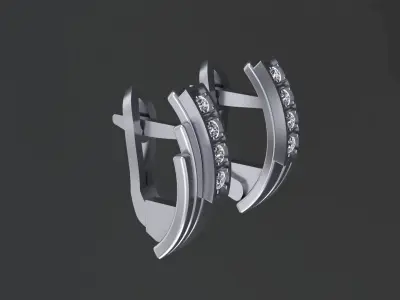 Earrings with track gems 3D print model