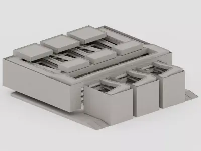 Brutalist Industrial Building 10 Low-poly 3D model