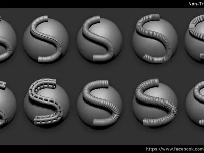 Zbrush - Cables IMM Brush and Meshes 3D model