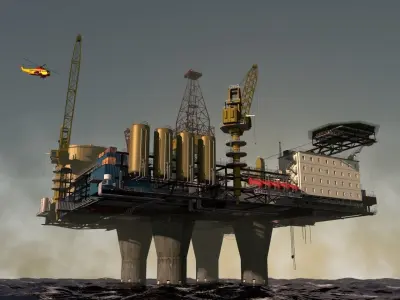 Piattaforma oil rig in middle of ocean Free 3D model
