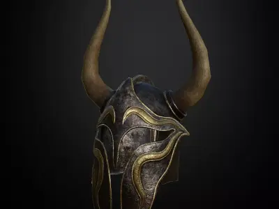 HELMET3 Game Ready helmet with horns Low-poly 3D model