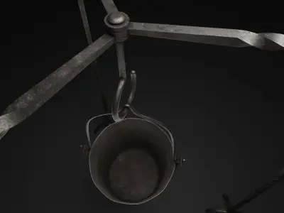 Campfire cooking tripod  Low-poly 3D model