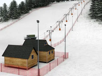Ski slope lift mountain pack 3D model buy