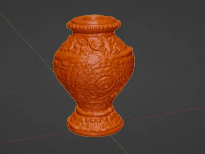 Mandala Terracotta Pot with sculpted flowers details 3D print model