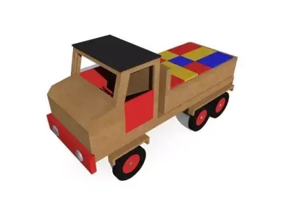 truck with wooden blocks 3D model
