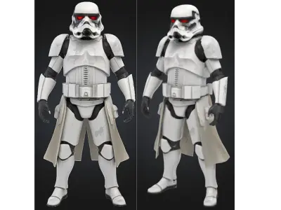 Realistic Sci Fi White Trooper Low-poly 3D model
