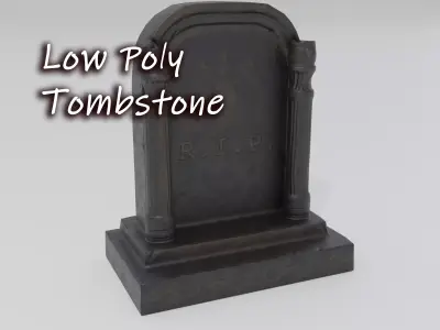 Low Poly game-ready Gothic Tombstone Low-poly 3D model