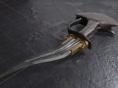 Dagger sword with handle Low-poly 3D model