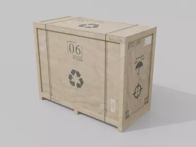 Long and Tall Wooden Crate - Customizable Shipping Box Low-poly 3D model