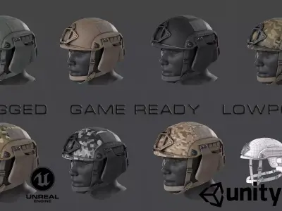 Helmet camouflage vest Low-poly 3D model