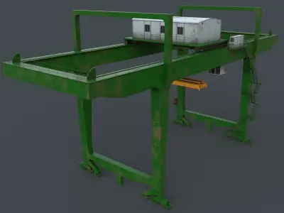 PBR Rail Mounted Gantry Crane RMG V1 - Green Low-poly 3D model