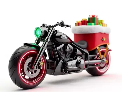 Cyberpunk Santa Bike 3D Model Futuristic Sleigh Low-poly 3D model