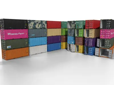 20ft cargo containers 3D Model Pack