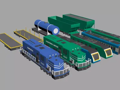 Low Poly Train pack Low-poly 3D model